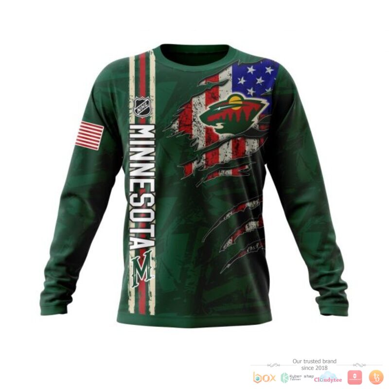 Personalized Minnesota Wild With American Flag 3d shirt hoodie 1 2 3