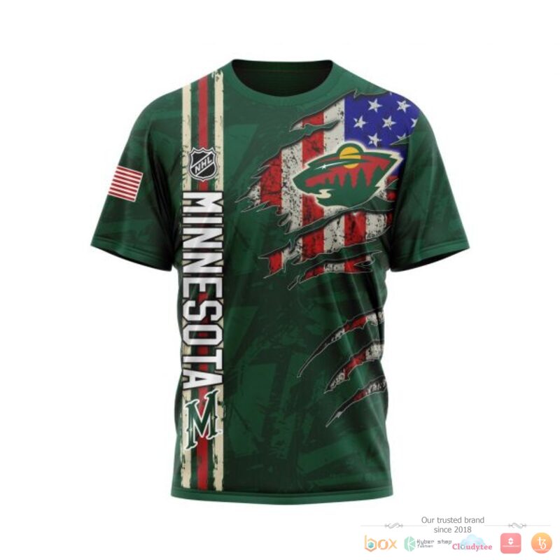 Personalized Minnesota Wild With American Flag 3d shirt hoodie 1 2 3 4 5