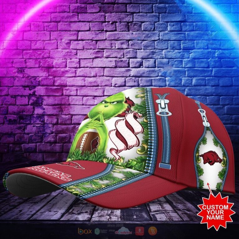 Personalized NCAA Arkansas Razorbacks The Grinch Cap 1