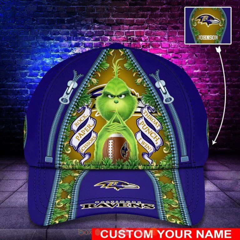 Personalized NFL Baltimore Ravens The Grinch Cap