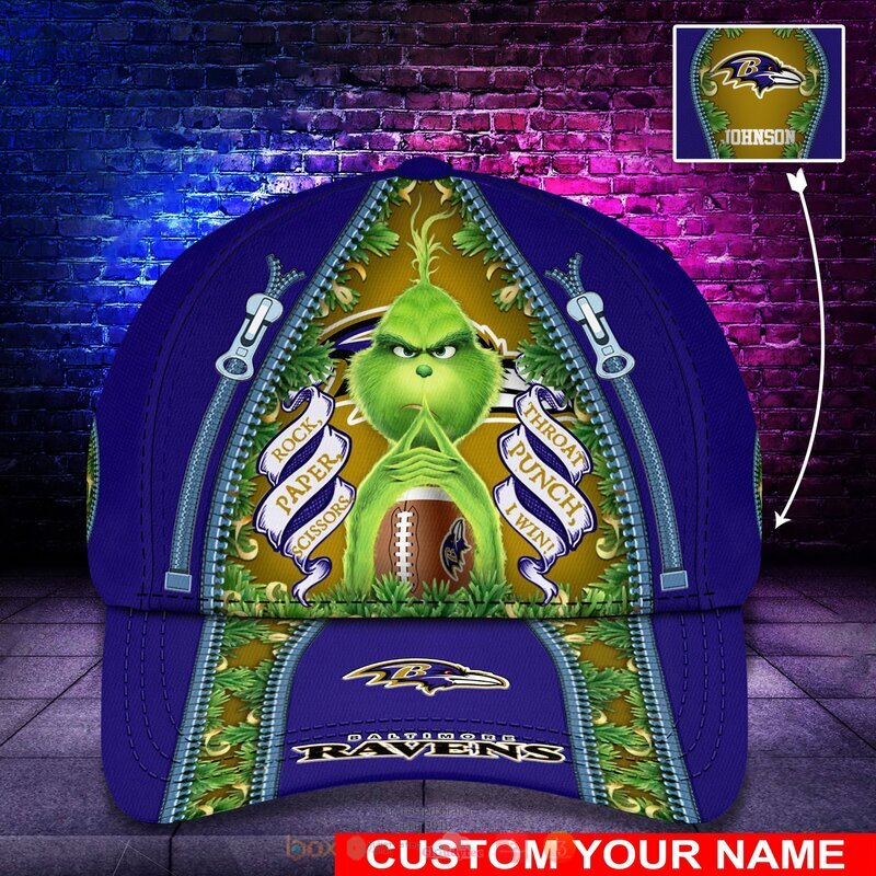 Personalized NFL Baltimore Ravens The Grinch Cap