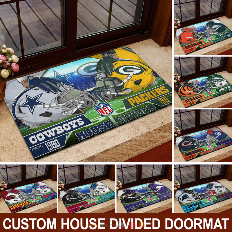 Personalized NFL Teams House Divided Doormat