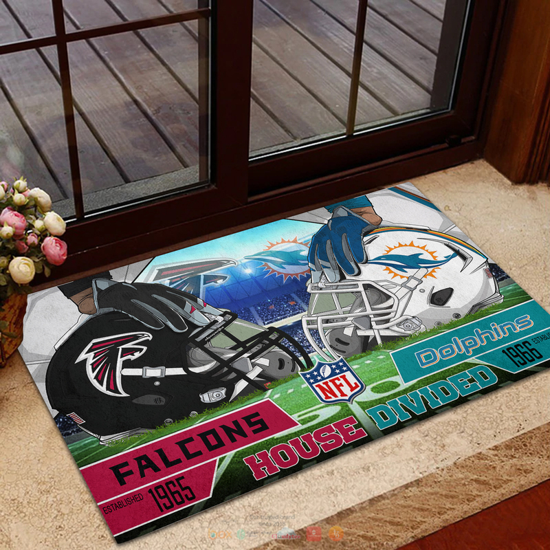 Personalized NFL Teams House Divided Doormat 1 2 3