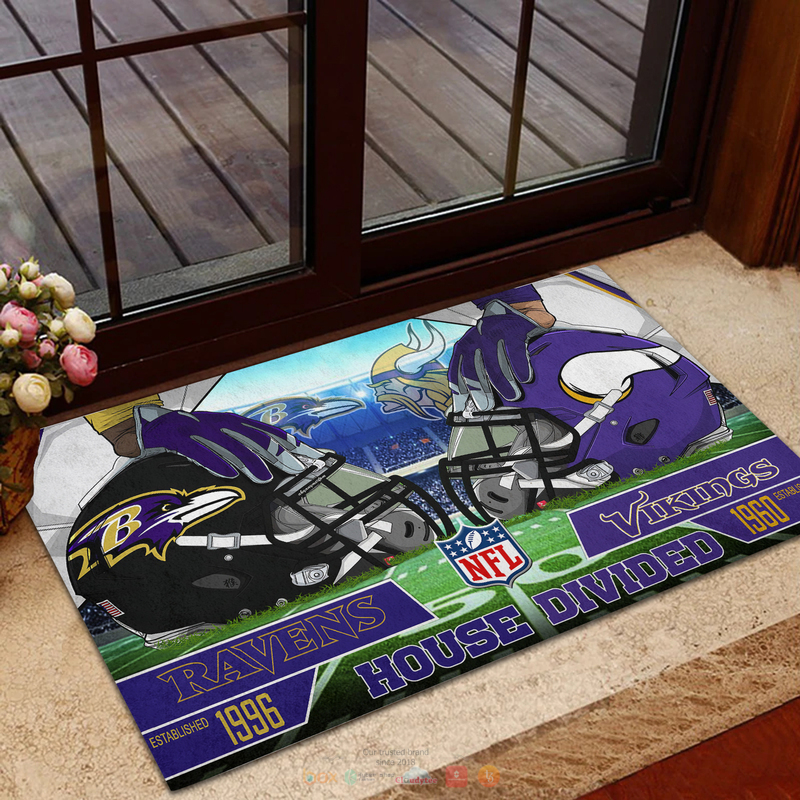 Personalized NFL Teams House Divided Doormat 1 2 3 4