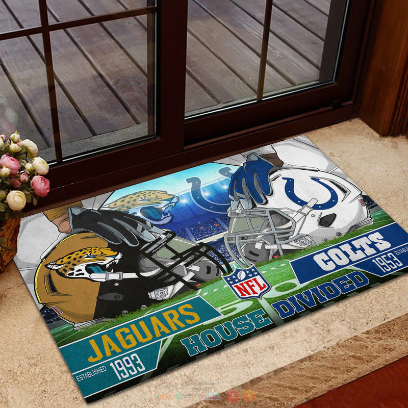 Personalized NFL Teams House Divided Doormat 1 2 3 4 5 6 7 8 9 10 11 12 13 14