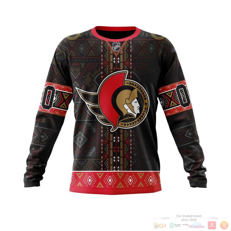 Personalized NHL Ottawa Senators brocade pattern 3d shirt hoodie 1 2 3