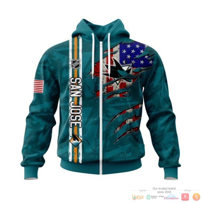 Personalized San Jose Sharks With American Flag 3d shirt hoodie 1
