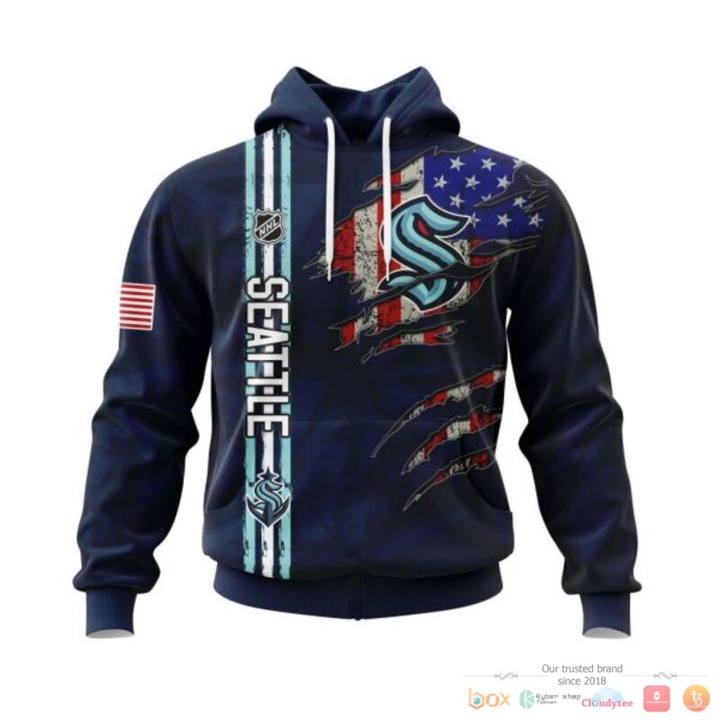 Personalized Seattle Kraken With American Flag 3d shirt hoodie