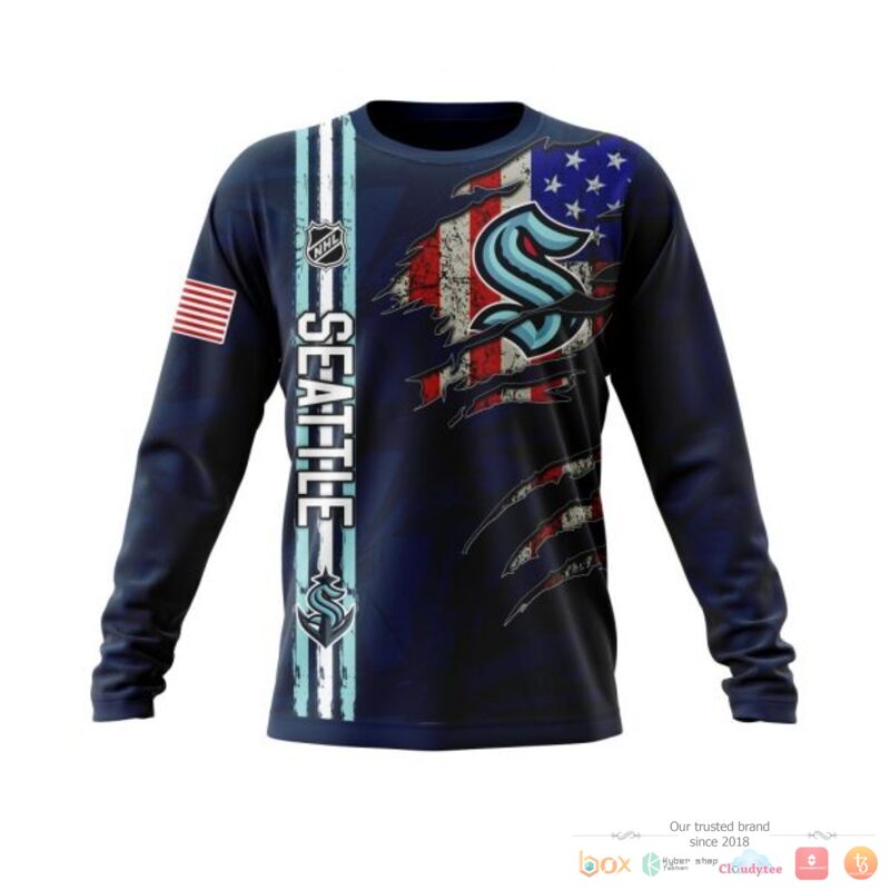 Personalized Seattle Kraken With American Flag 3d shirt hoodie 1 2 3