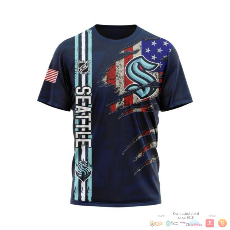 Personalized Seattle Kraken With American Flag 3d shirt hoodie 1 2 3 4 5