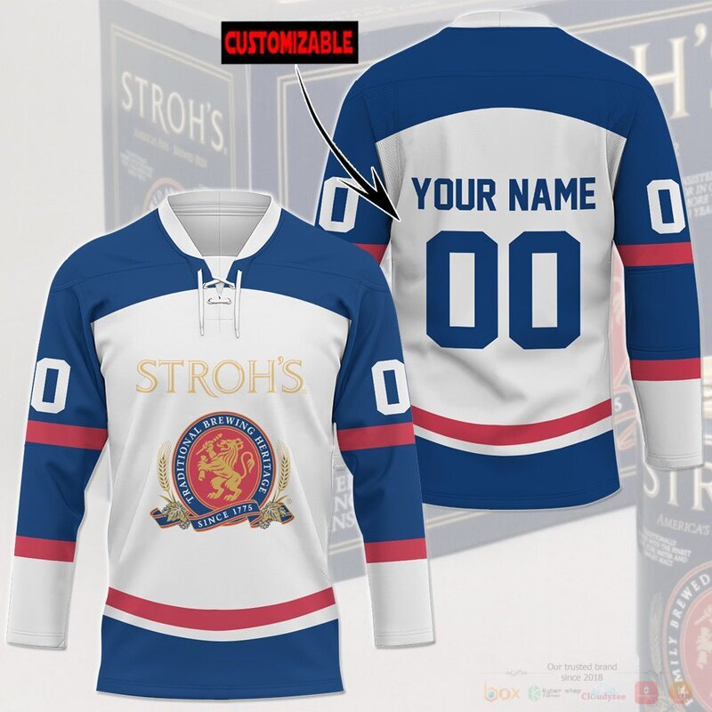 Personalized Traditional Brewing Heritage Strohs Beer Hockey Jersey