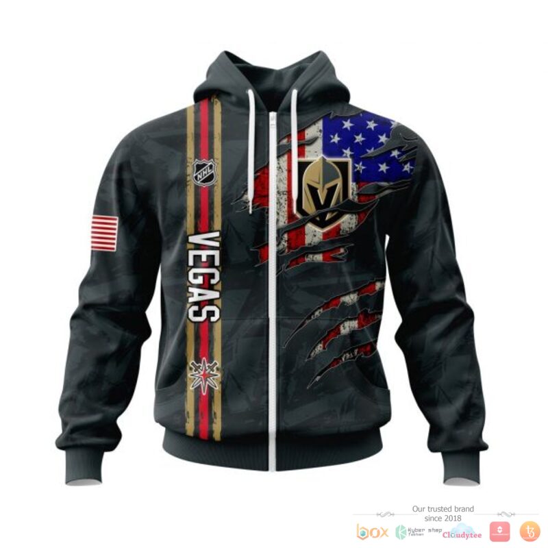 Personalized Vegas Golden Knights With American Flag 3d shirt hoodie 1