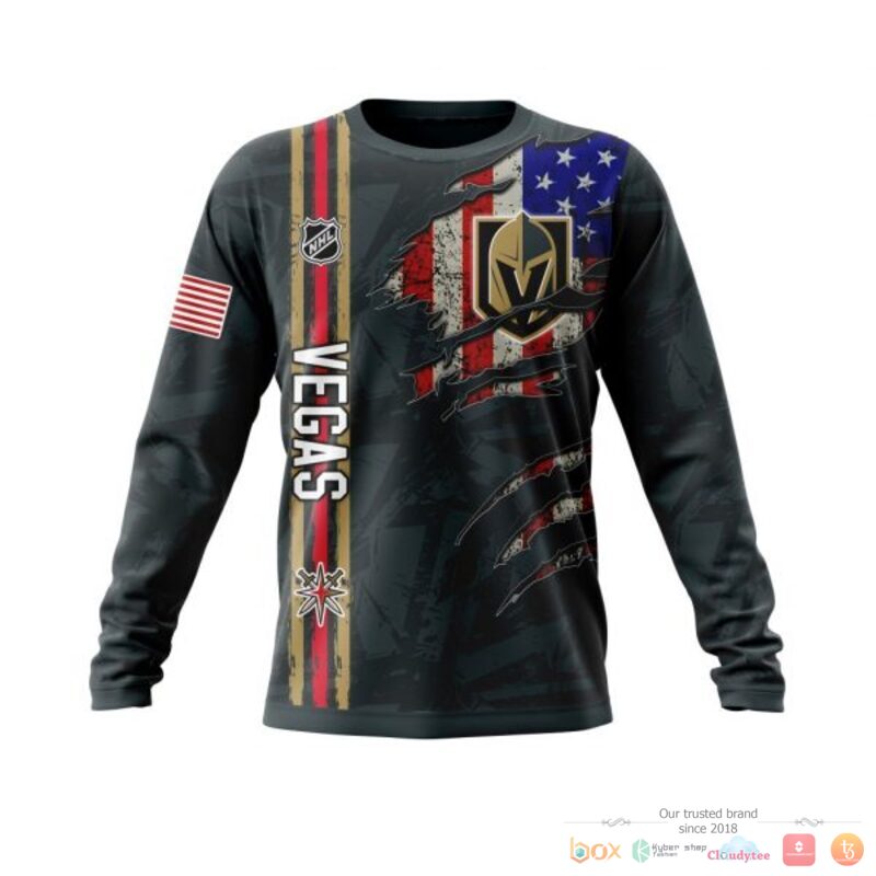 Personalized Vegas Golden Knights With American Flag 3d shirt hoodie 1 2 3