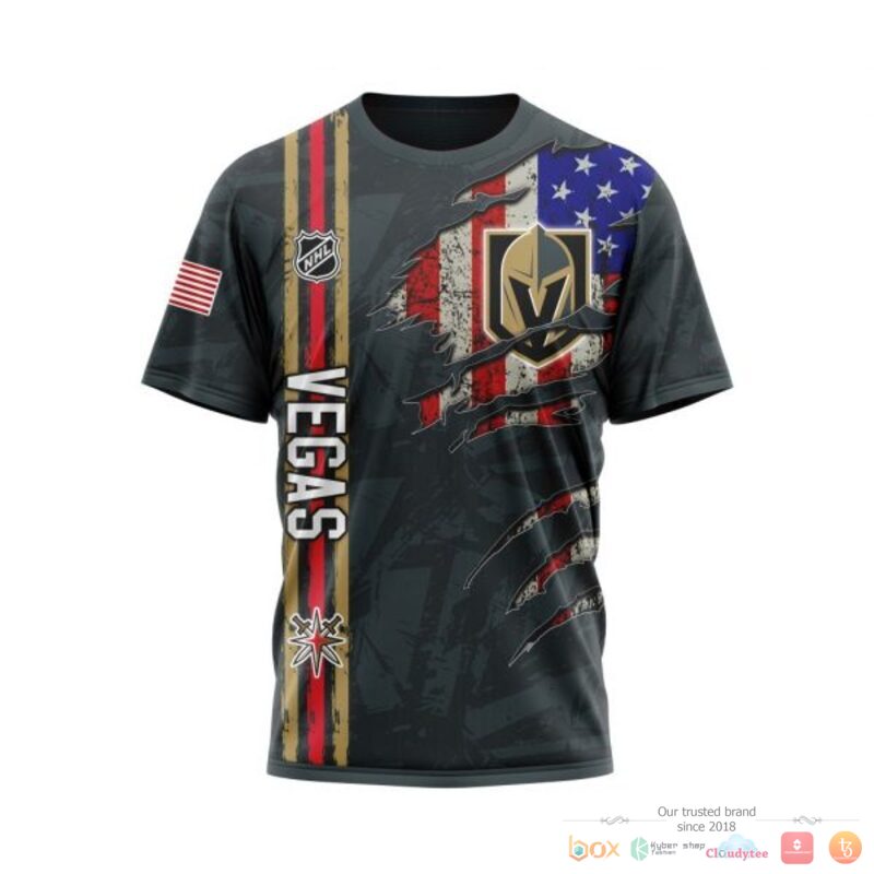 Personalized Vegas Golden Knights With American Flag 3d shirt hoodie 1 2 3 4 5
