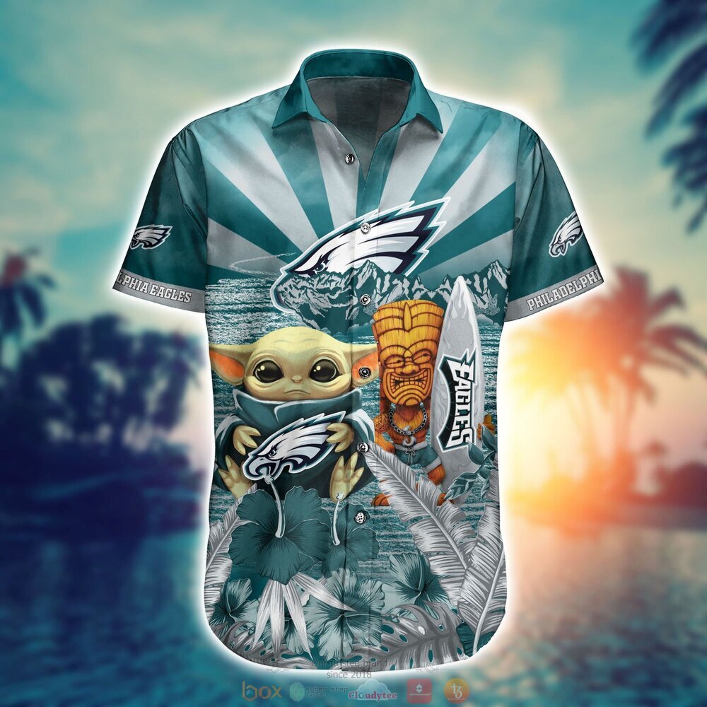 Philadelphia Eagles NFL Baby Yoda Hawaiian Shirt Shorts 1