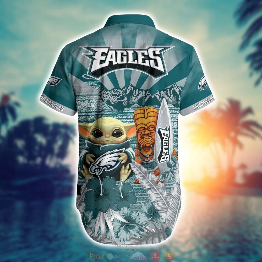 Philadelphia Eagles NFL Baby Yoda Hawaiian Shirt Shorts 1 2