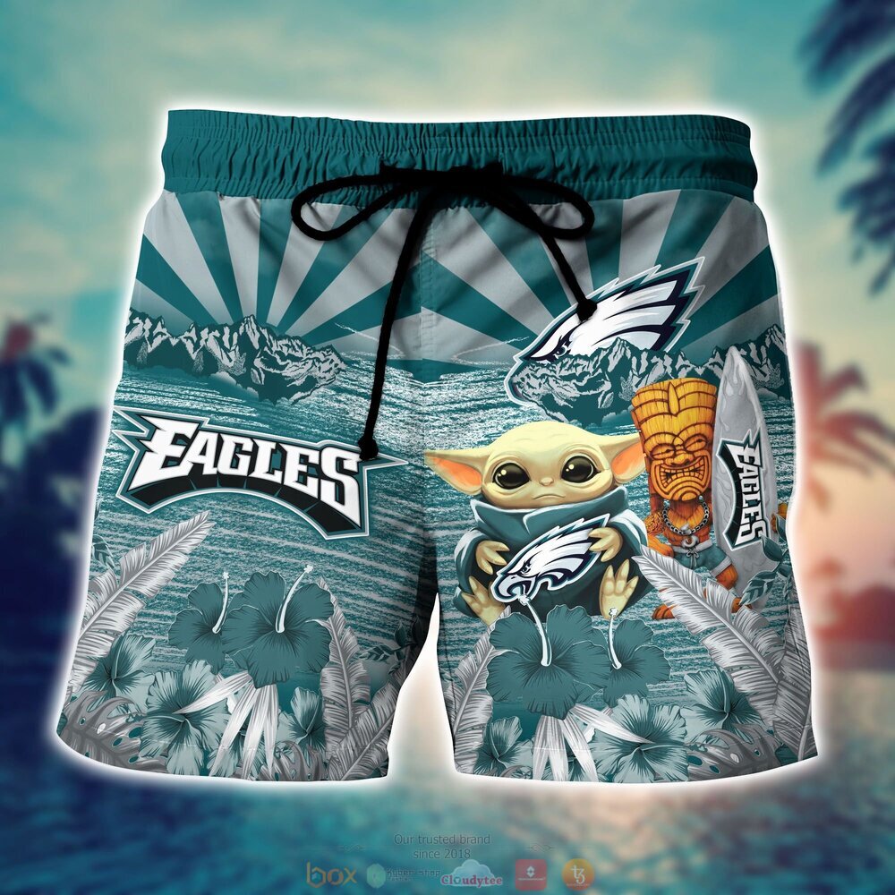 Philadelphia Eagles NFL Baby Yoda Hawaiian Shirt Shorts 1 2 3