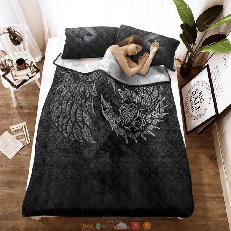 Raven And Wolf Fenrir Viking Quilt Bedding Set 1 2