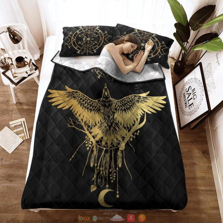 Raven black Viking Quilt Bedding Set 1 2