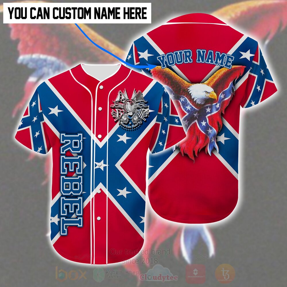 Rebel Eagle American History Personalized Baseball Shirt
