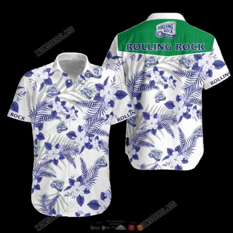 Rolling Rock Tropical Plant Hawaiian Shirt Shorts