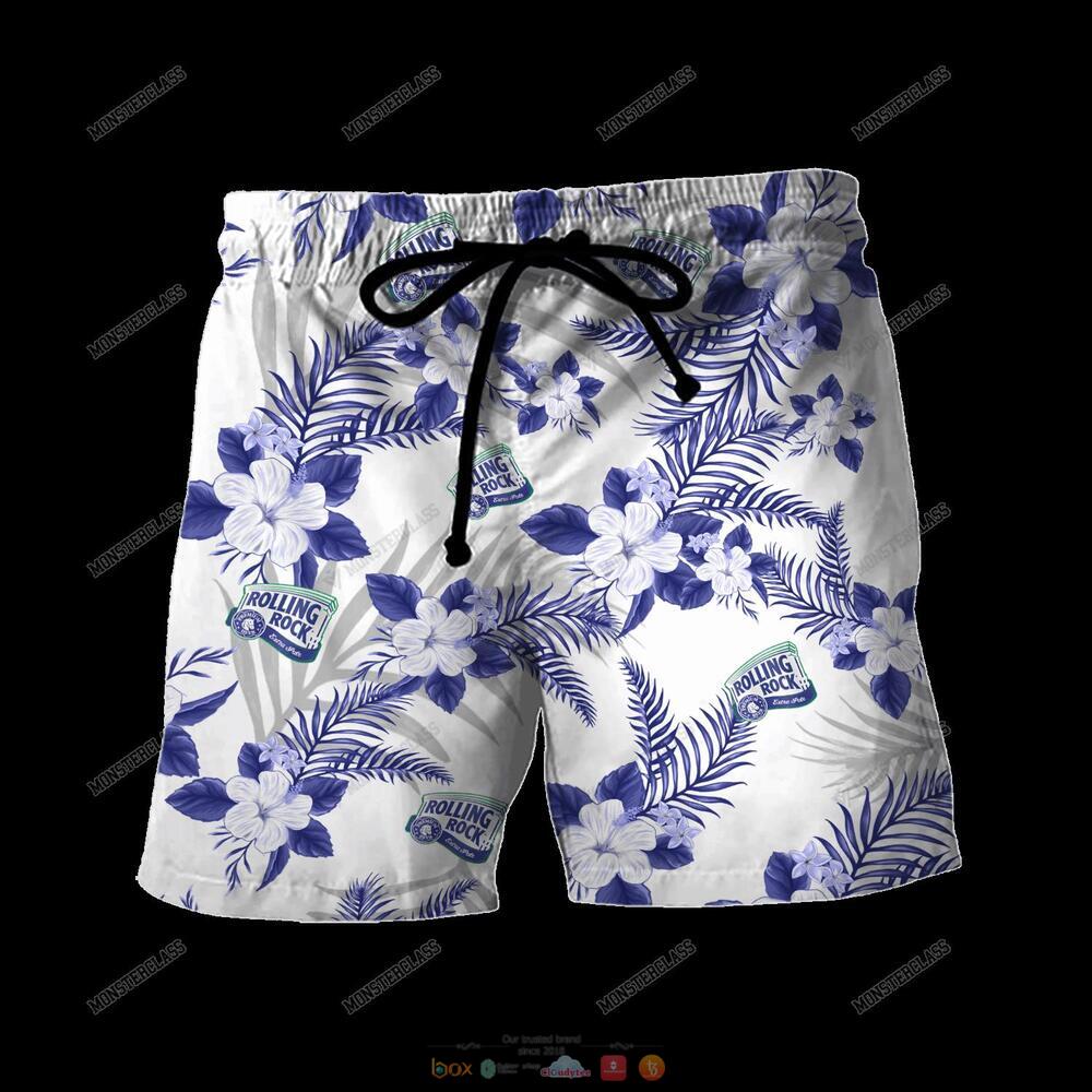 Rolling Rock Tropical Plant Hawaiian Shirt Shorts 1