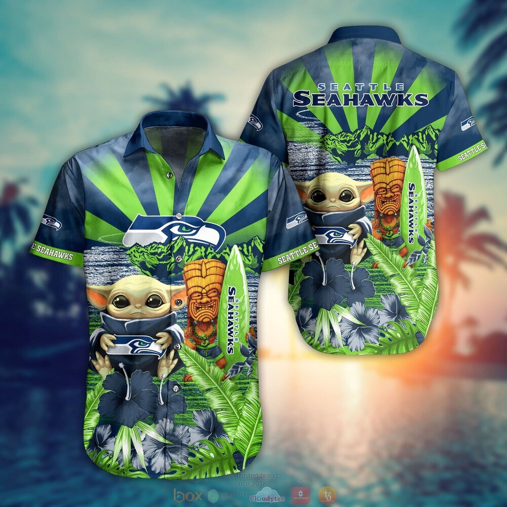 Seattle Seahawks NFL Baby Yoda Hawaiian Shirt Shorts