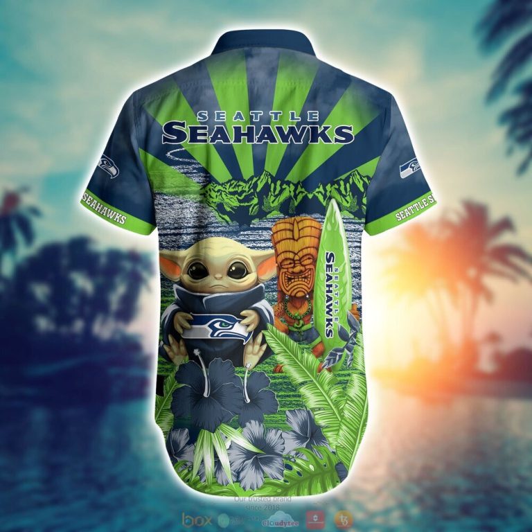 Seattle Seahawks NFL Baby Yoda Hawaiian Shirt Shorts 1 2