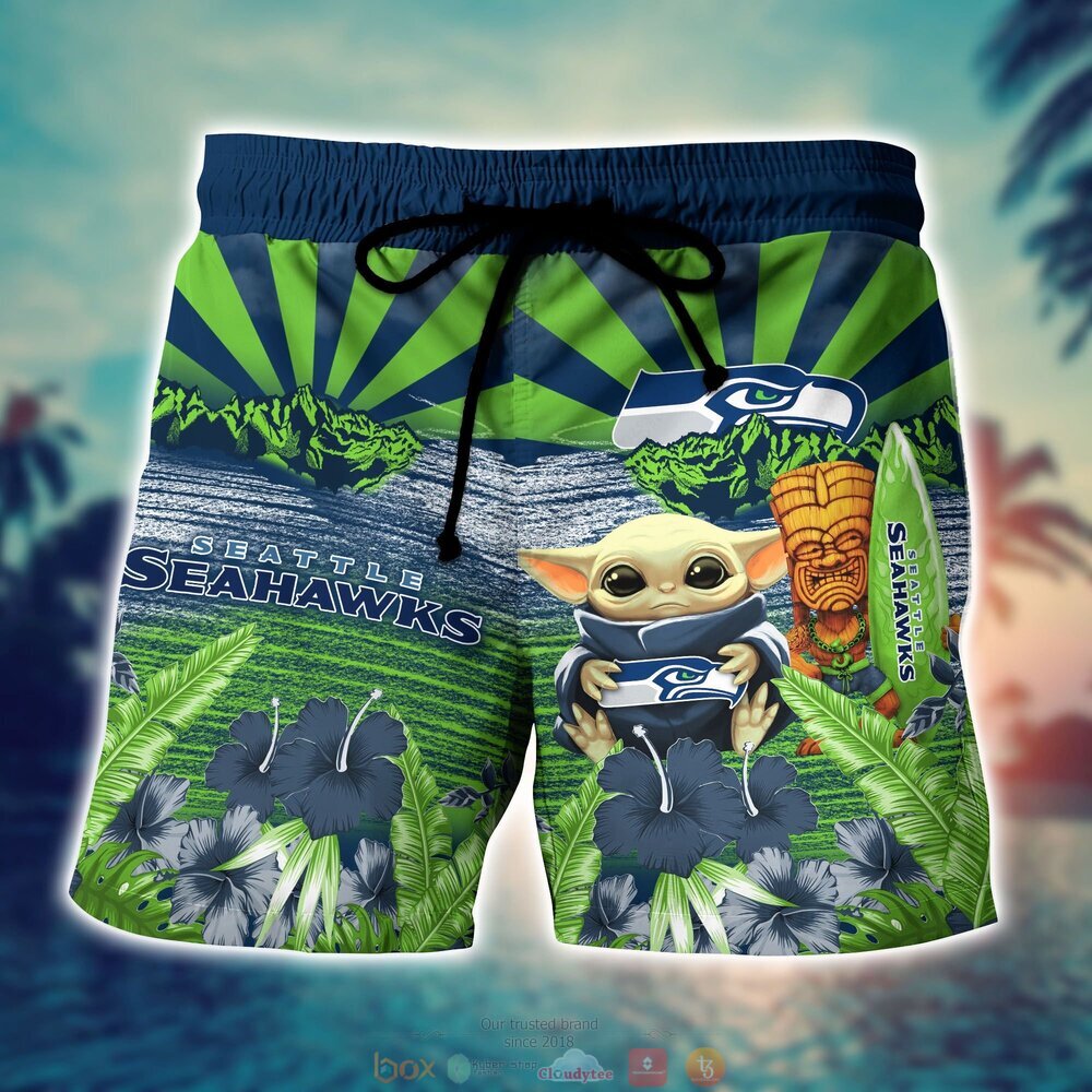 Seattle Seahawks NFL Baby Yoda Hawaiian Shirt Shorts 1 2 3