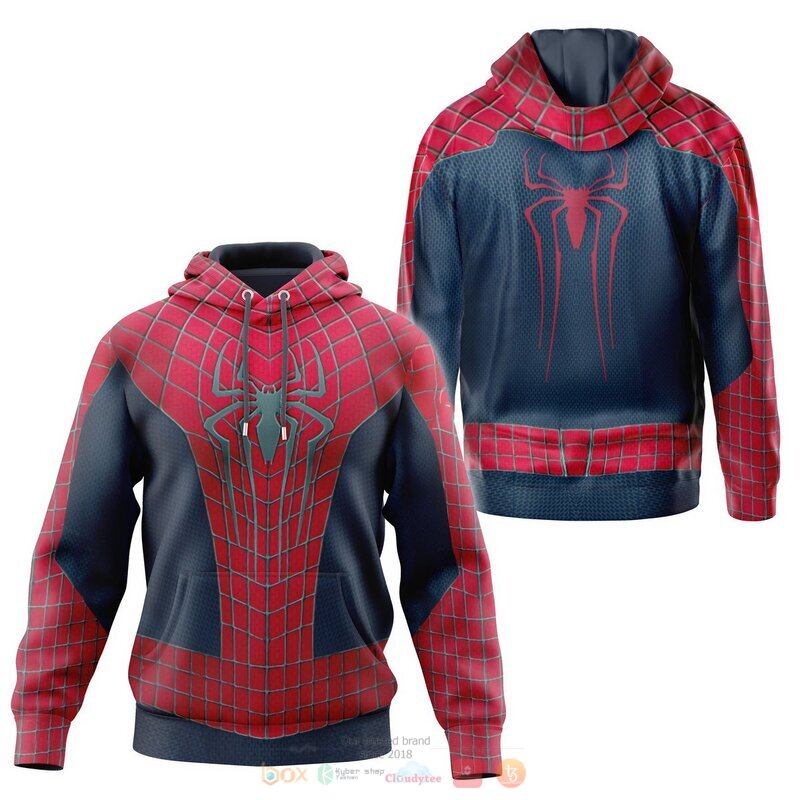 Spider Man red navy 3d over printed shirt hoodie
