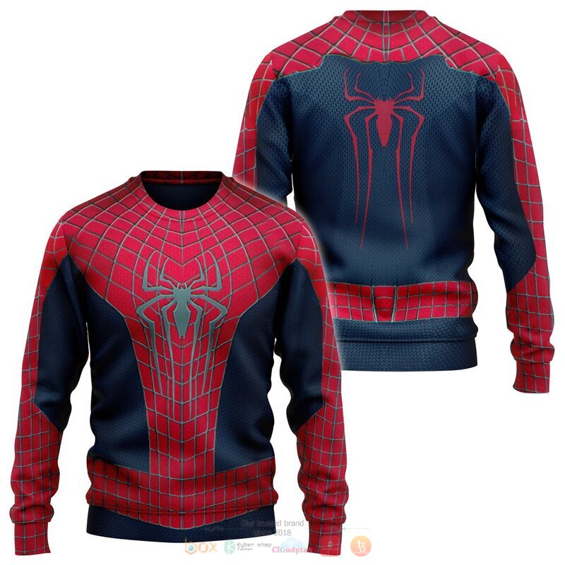 Spider Man red navy 3d over printed shirt hoodie 1 2