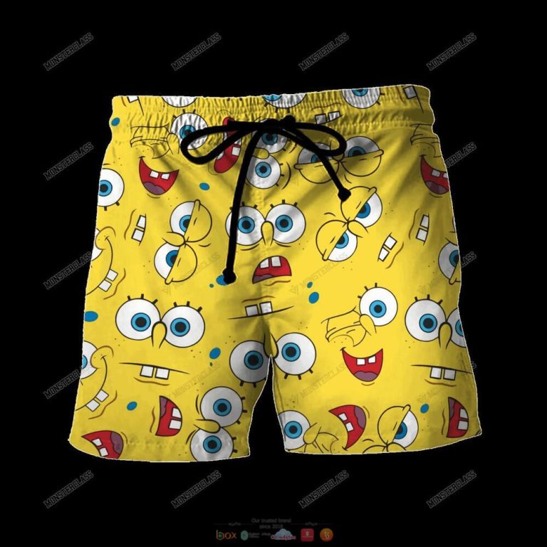 Spongebob Yellow Hawaiian Shirt Shorts 1