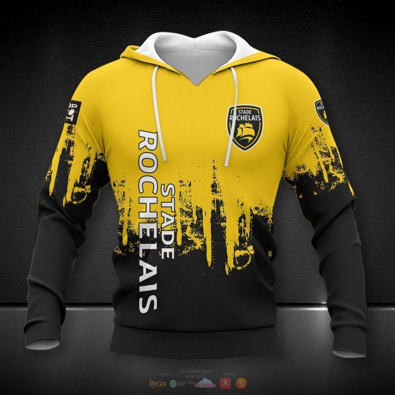 Stade Rochelais black yellow 3d shirt hoodie