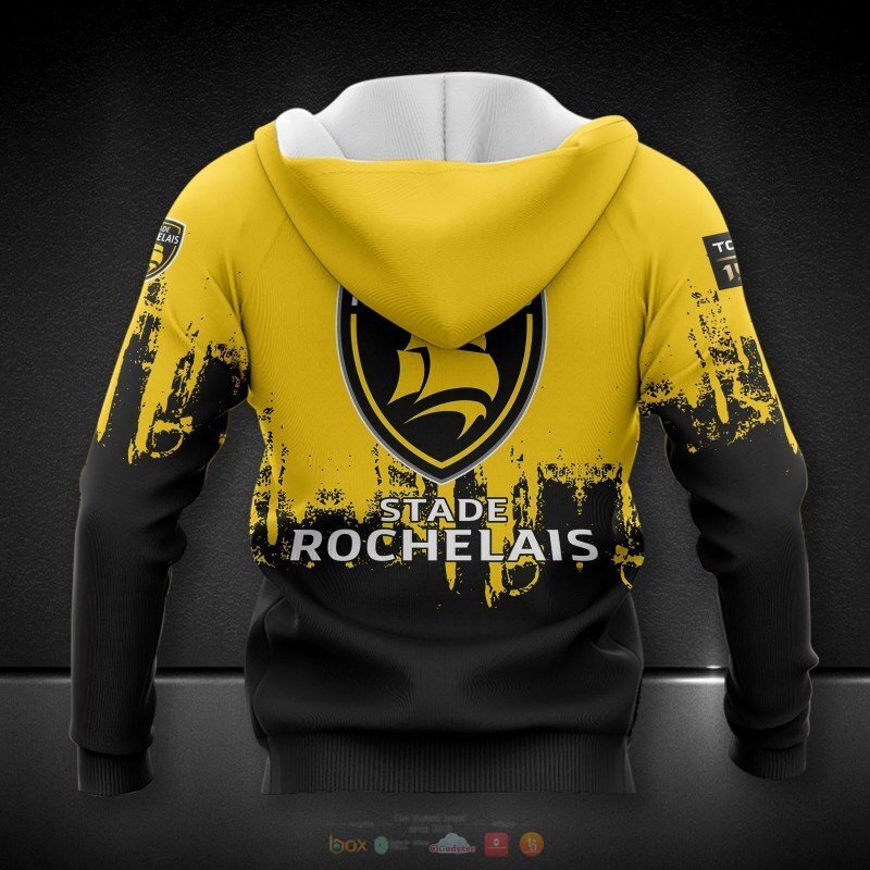 Stade Rochelais black yellow 3d shirt hoodie 1