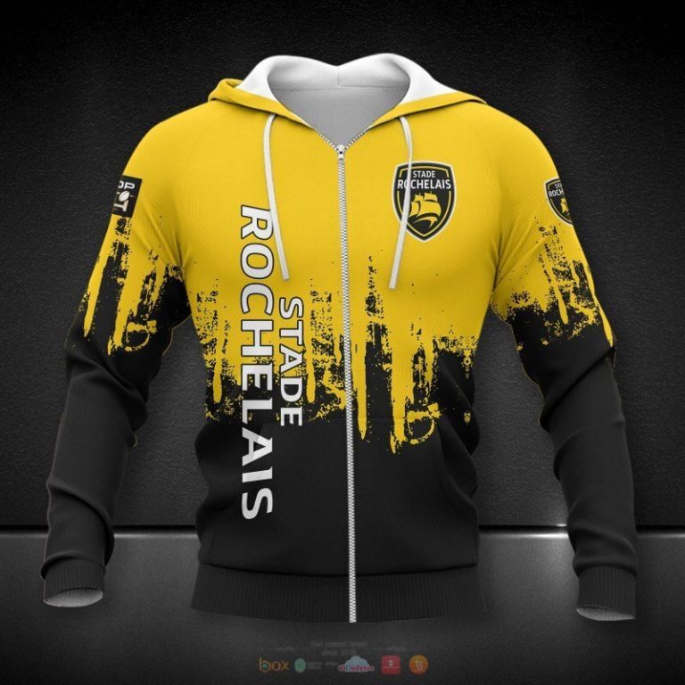 Stade Rochelais black yellow 3d shirt hoodie 1 2