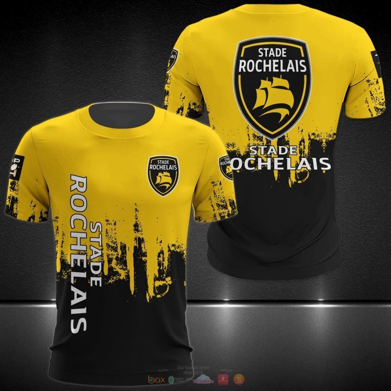 Stade Rochelais black yellow 3d shirt hoodie 1 2 3 4