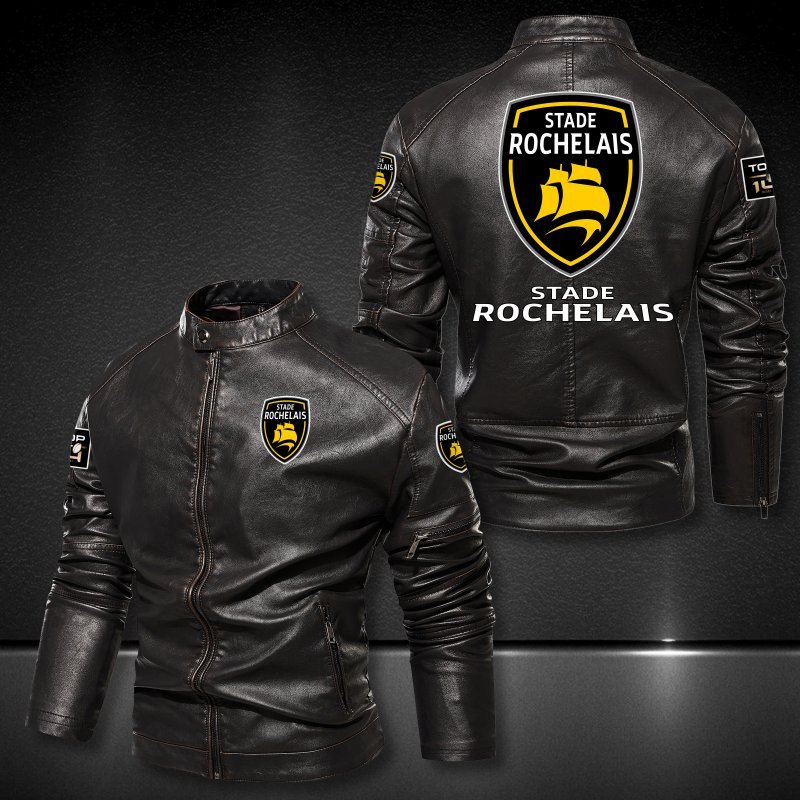 Stade Rochelais block leather jacket