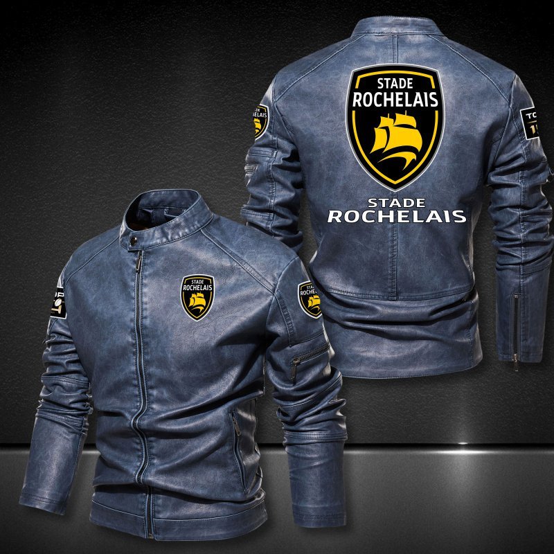 Stade Rochelais block leather jacket 1