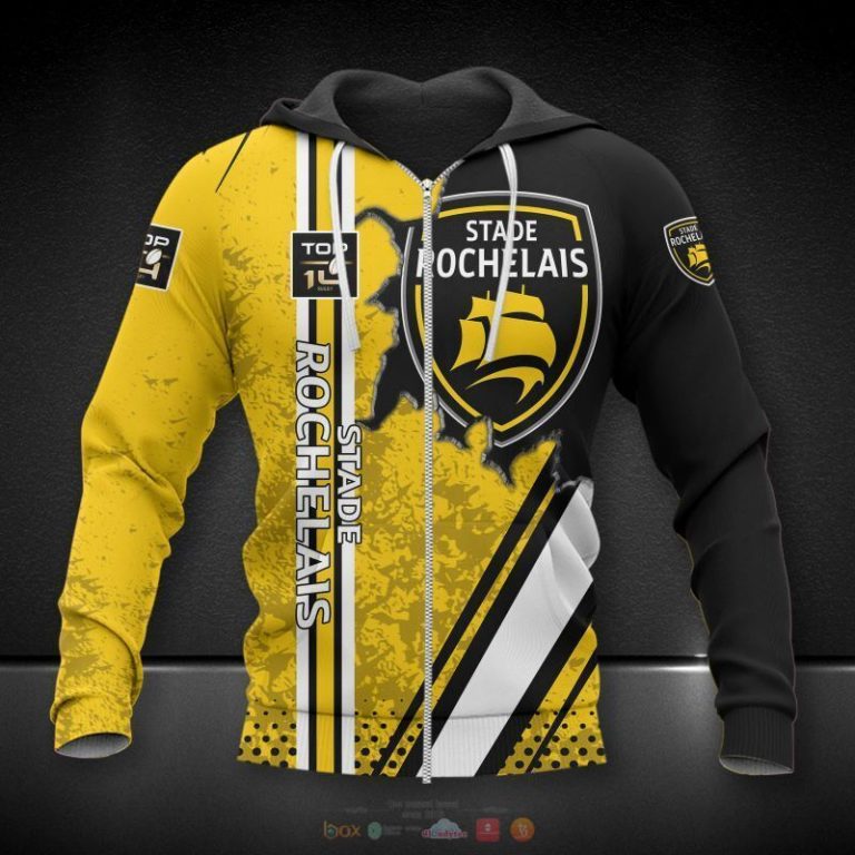 Stade Rochelais yellow 3d shirt hoodie 1 2