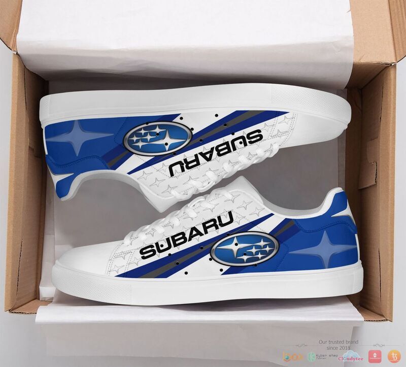 Subaru blue and white Stan Smith low top shoes 1