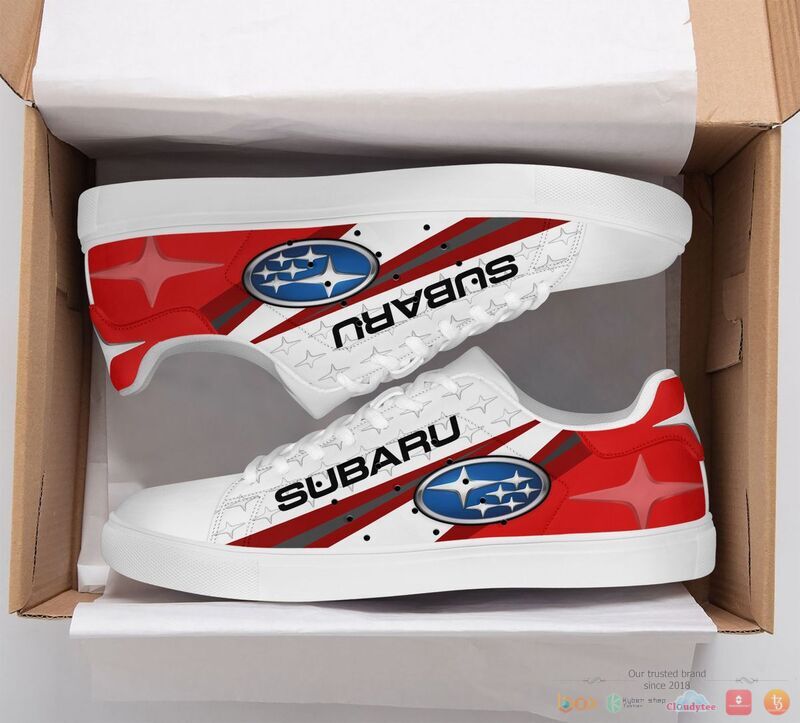 Subaru red white Stan Smith low top shoes 1
