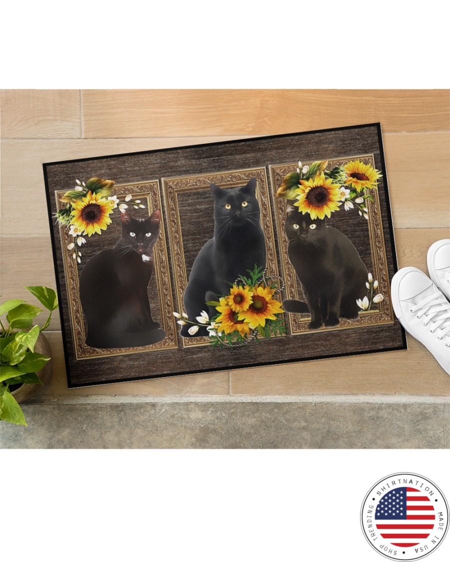 Sunflower black cat doormat2