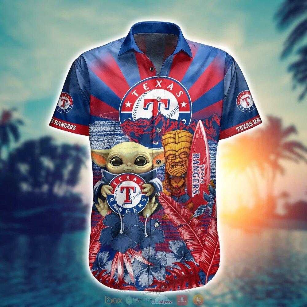 Texas Rangers MLB Baby Yoda Hawaiian Shirt Shorts 1