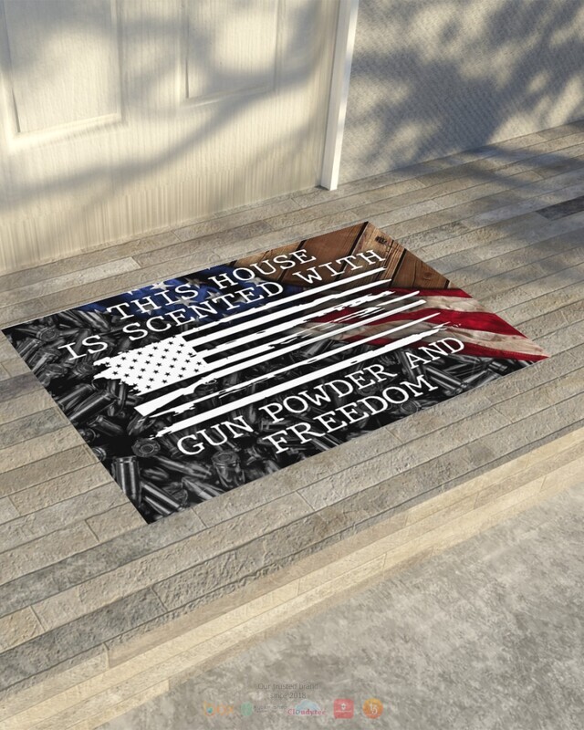 This House is Scented With Gun Powder and Freedom American flag doormat 1 2 3
