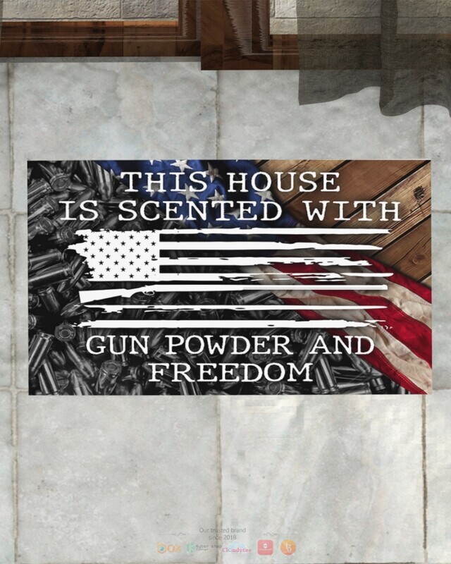 This House is Scented With Gun Powder and Freedom American flag doormat 1 2 3 4