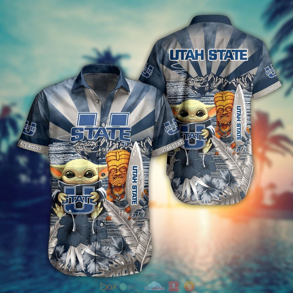 Utah State Aggies NCAA Baby Yoda Hawaiian Shirt Shorts
