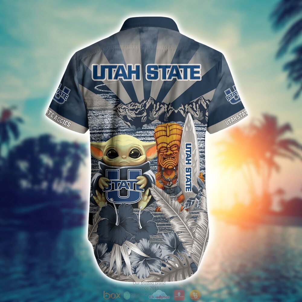 Utah State Aggies NCAA Baby Yoda Hawaiian Shirt Shorts 1 2