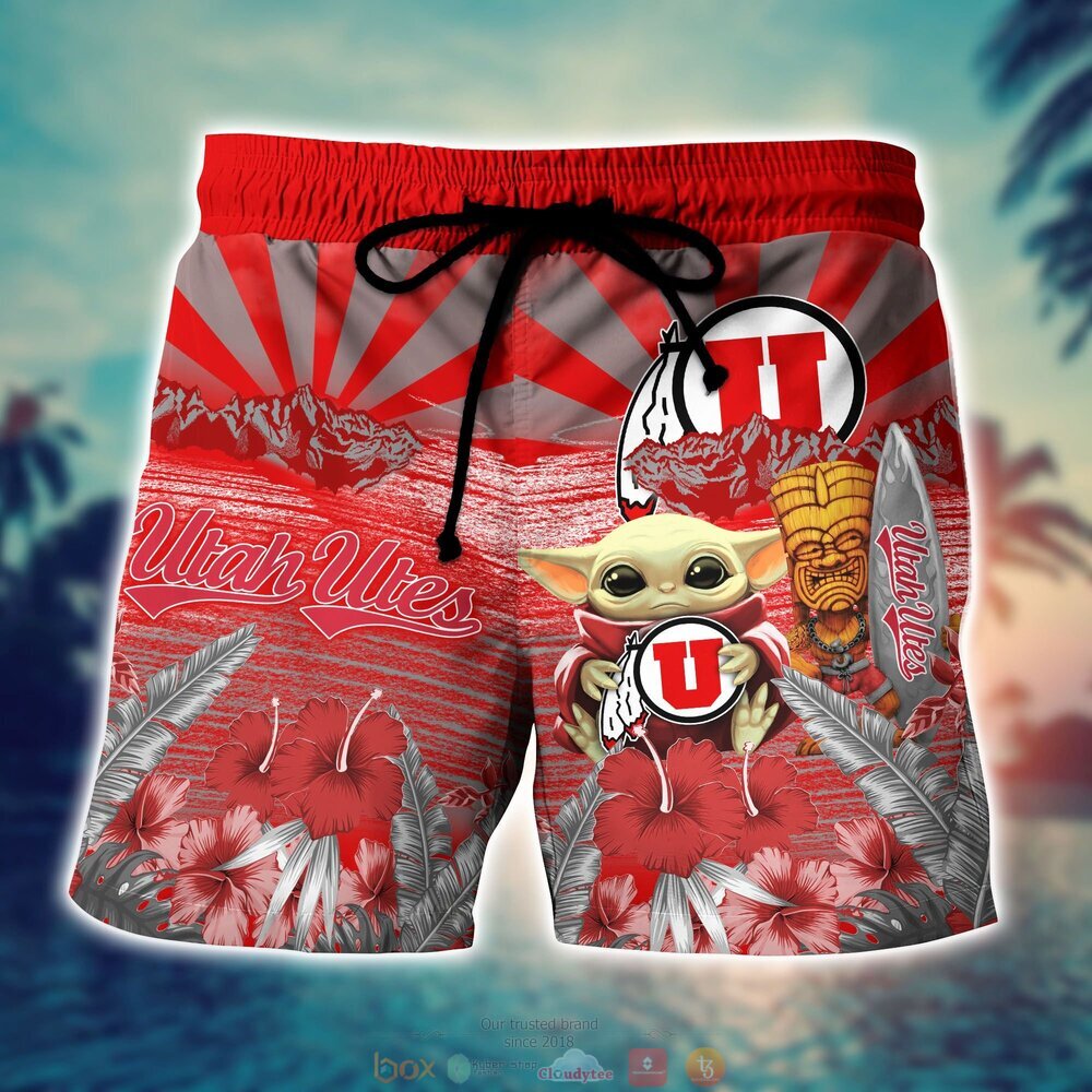Utah Utes NCAA Baby Yoda Hawaiian Shirt Shorts 1 2 3