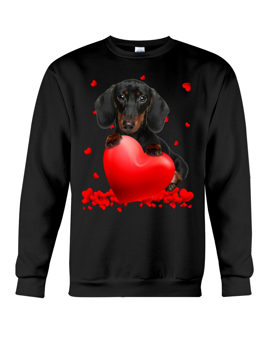 VEQf6V6N Black Dachshund Valentine Hearts shirt hoodie 7