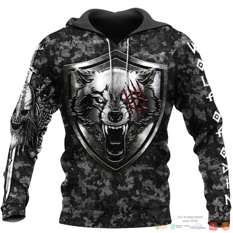 Viking Fenrir Wolf And Hammer 3d shirt Hoodie 1